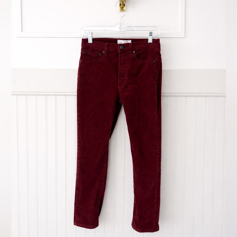 GAP Straight Leg High Rise Corduroy Jeans in Deep Wine